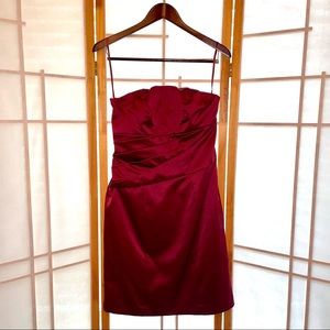 Burgundy Strapless Cocktail Dress- The Limited